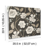 York Hazel Black Floral Trail Wallpaper