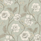 York Hazel Aqua Floral Trail Wallpaper
