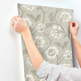 York Hazel Aqua Floral Trail Wallpaper