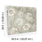 York Hazel Aqua Floral Trail Wallpaper