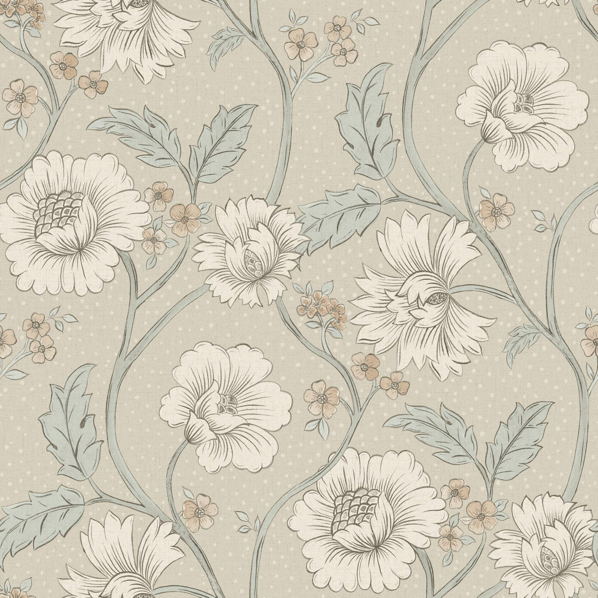 York Hazel Taupe Floral Trail Wallpaper