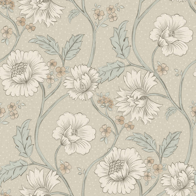 York Hazel Taupe Floral Trail Wallpaper