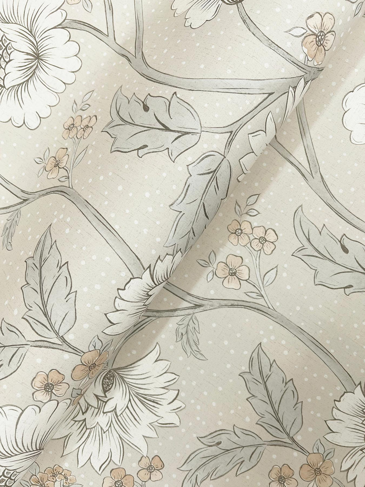 York Hazel Taupe Floral Trail Wallpaper
