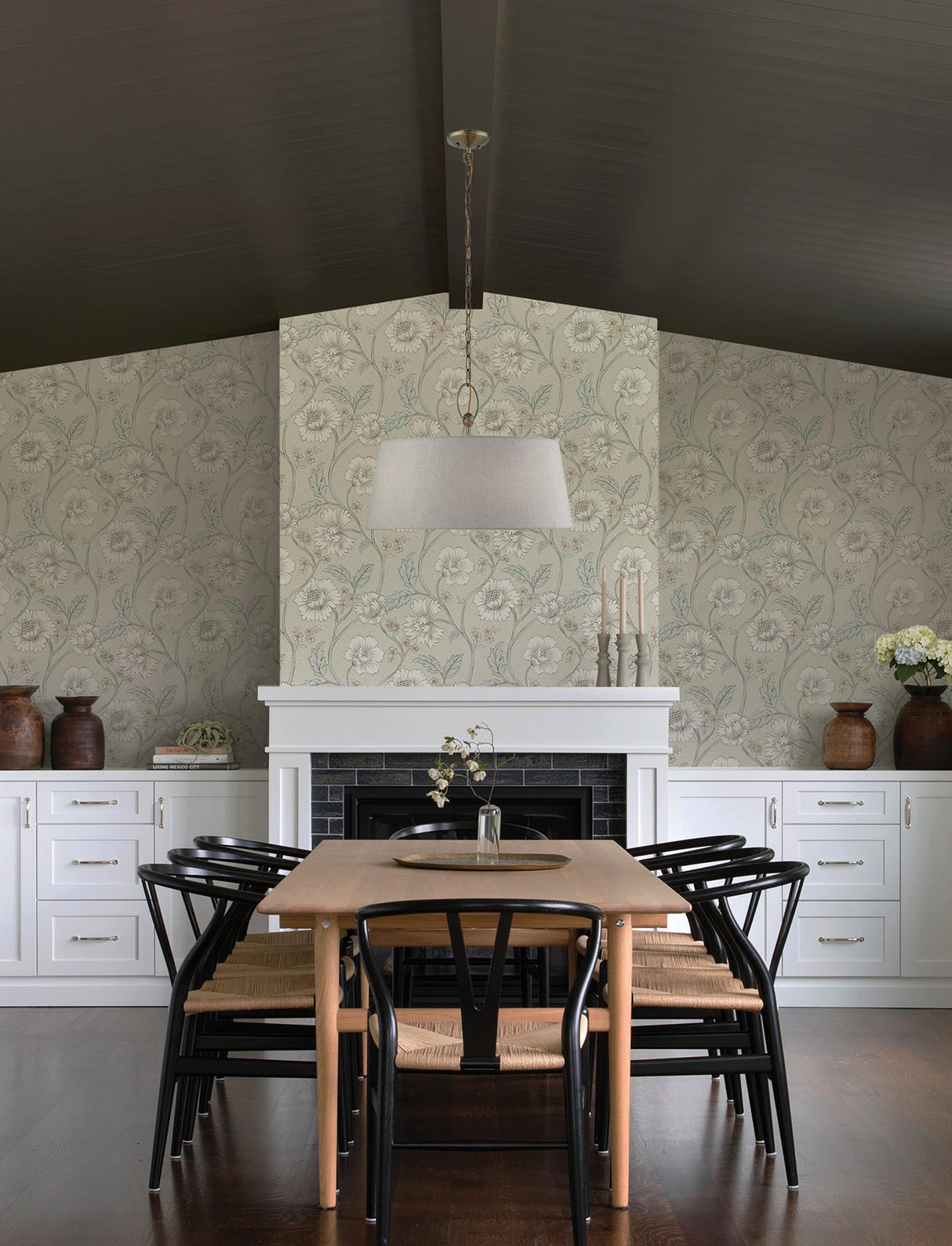 York Hazel Taupe Floral Trail Wallpaper