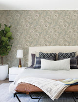 York Hazel Taupe Floral Trail Wallpaper