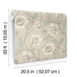 York Hazel Taupe Floral Trail Wallpaper