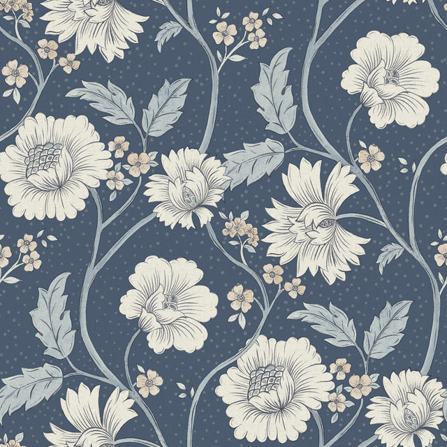 York Hazel Navy Floral Trail Wallpaper