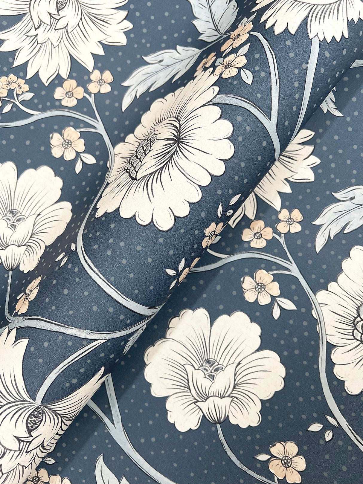York Hazel Navy Floral Trail Wallpaper