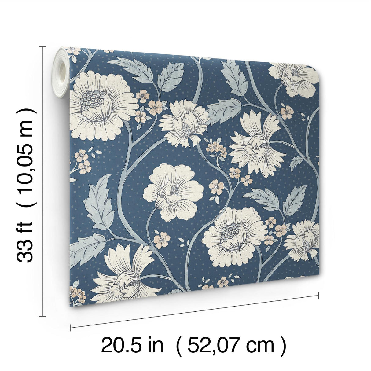 York Hazel Navy Floral Trail Wallpaper