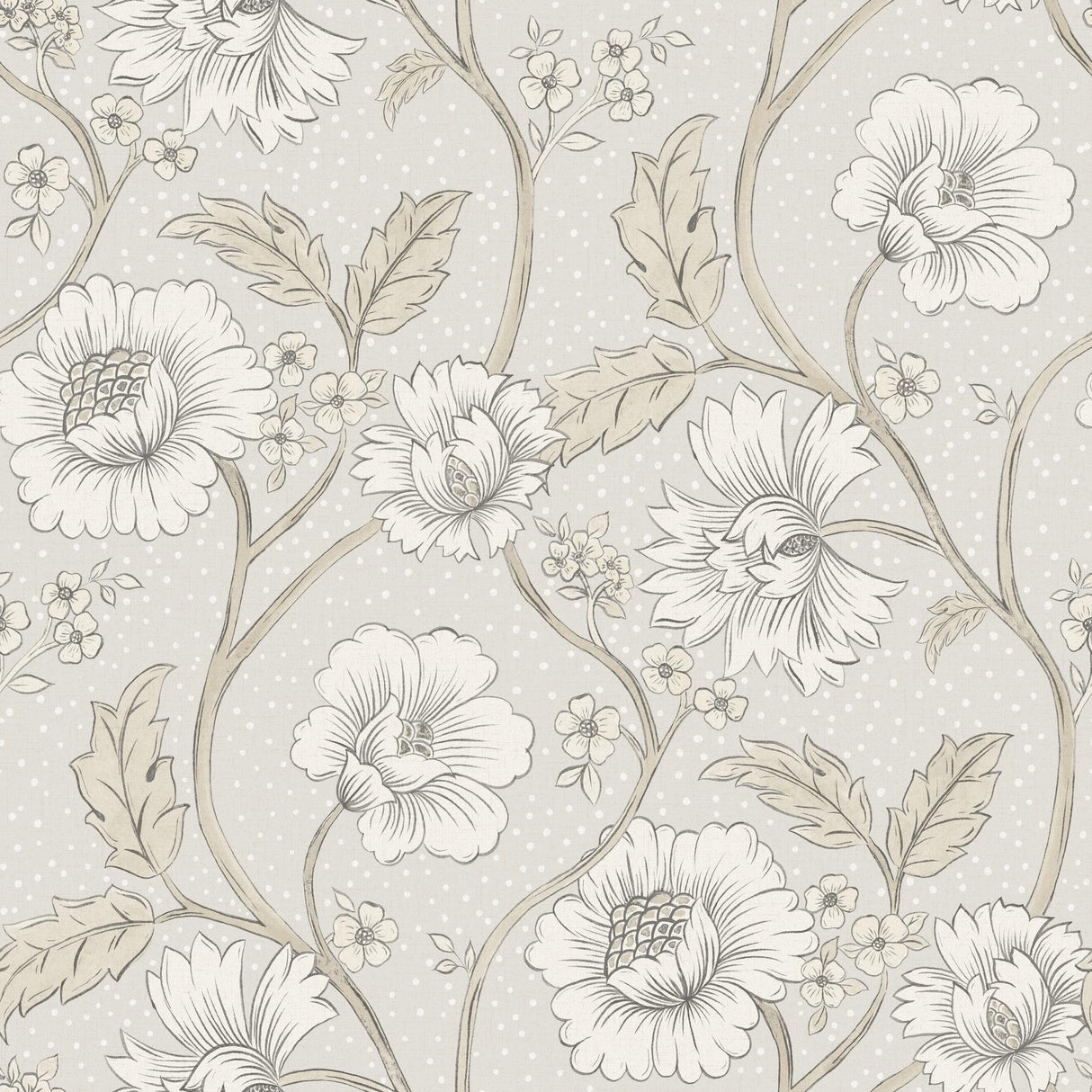 York Hazel Grey Floral Trail Wallpaper