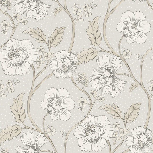 York Hazel Grey Floral Trail Wallpaper