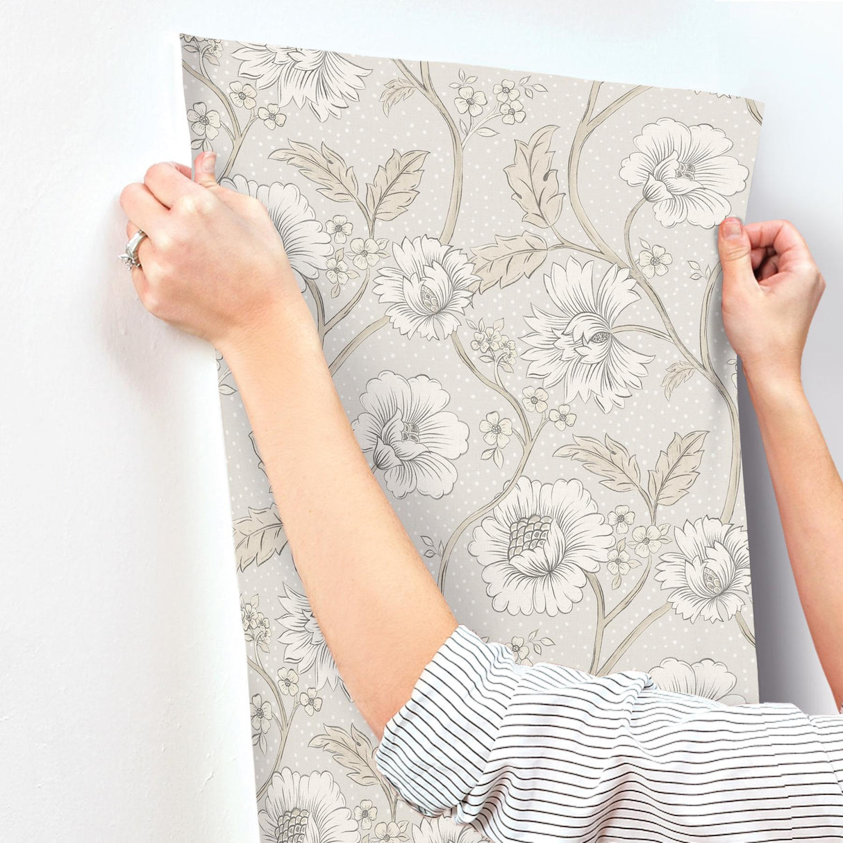 York Hazel Grey Floral Trail Wallpaper