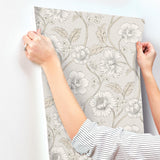 York Hazel Grey Floral Trail Wallpaper