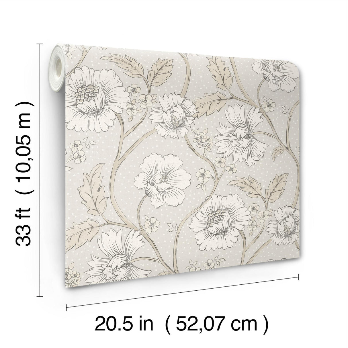 York Hazel Grey Floral Trail Wallpaper