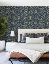 York Mercy Navy Berry Vines Wallpaper