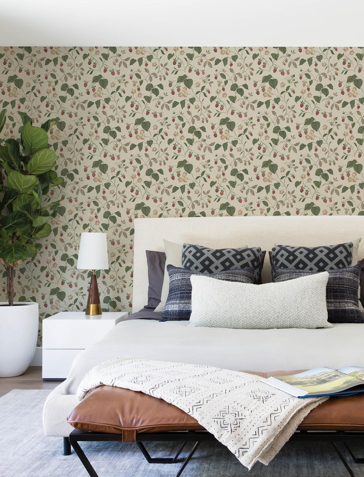 York Mercy Taupe Berry Vines Wallpaper