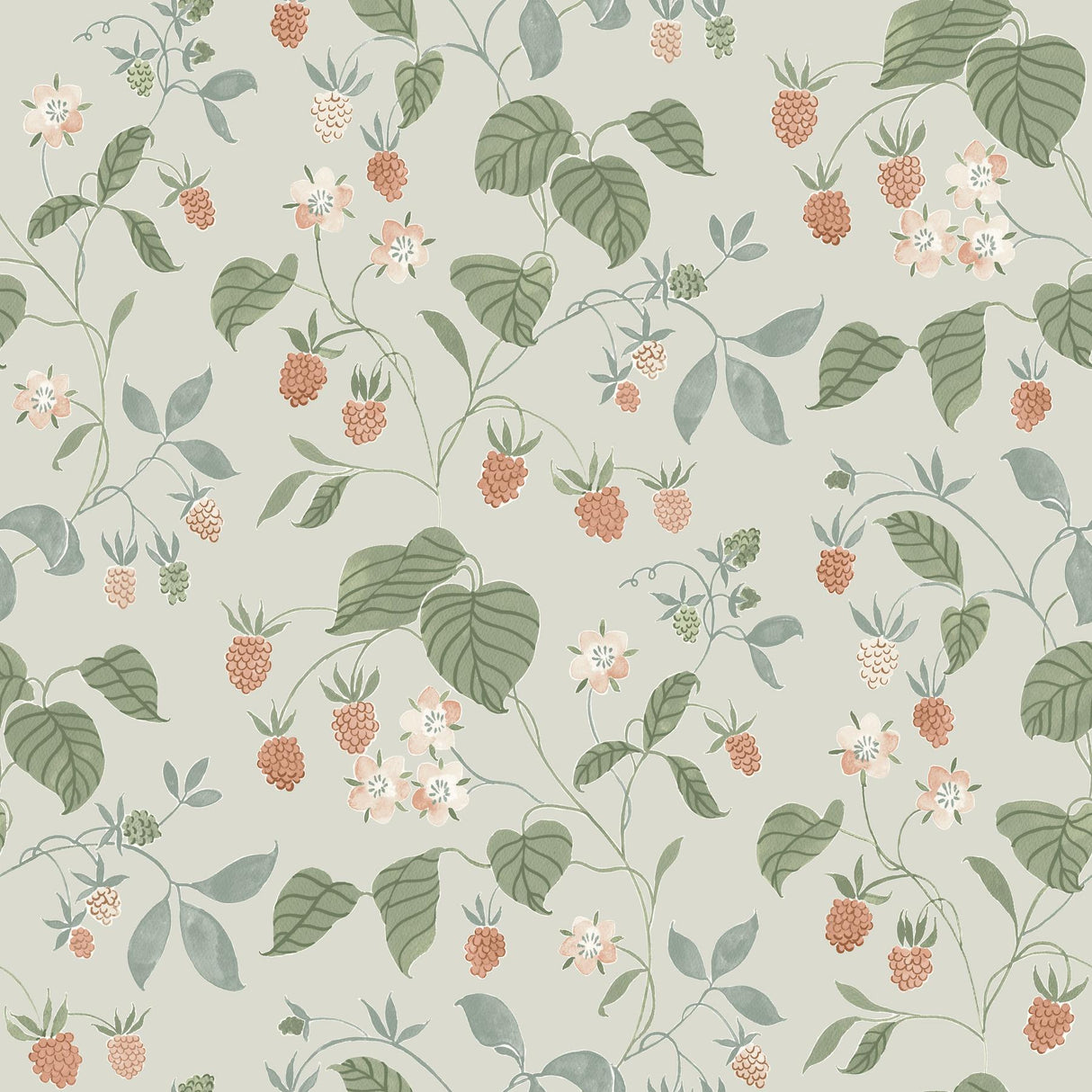 York Mercy Aqua Berry Vines Wallpaper