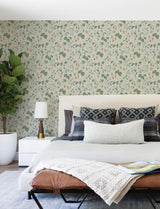 York Mercy Aqua Berry Vines Wallpaper