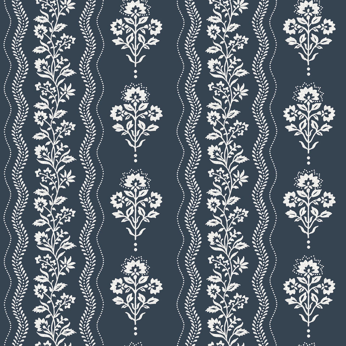 York Lenea Navy Floral Stripe Wallpaper
