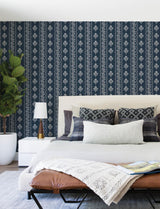 York Lenea Navy Floral Stripe Wallpaper