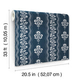 York Lenea Navy Floral Stripe Wallpaper