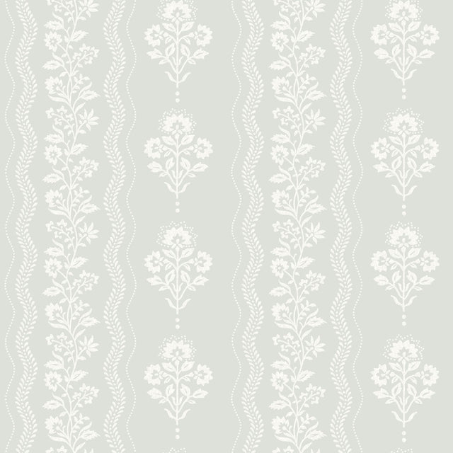 York Lenea Aqua Floral Stripe Wallpaper