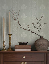 York Lenea Aqua Floral Stripe Wallpaper