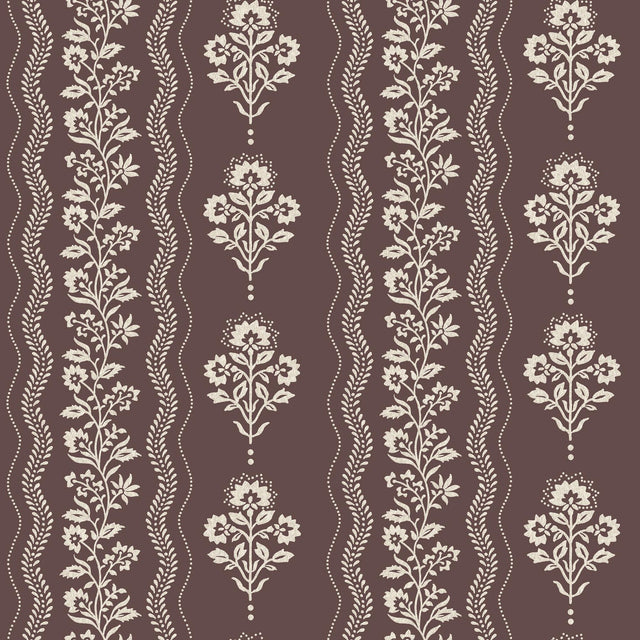 York Lenea Burgundy Floral Stripe Wallpaper