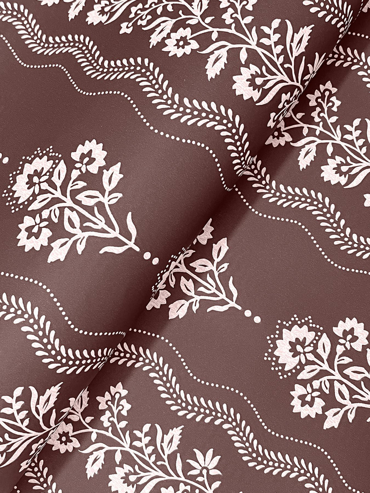 York Lenea Burgundy Floral Stripe Wallpaper