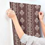York Lenea Burgundy Floral Stripe Wallpaper