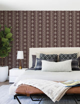York Lenea Burgundy Floral Stripe Wallpaper