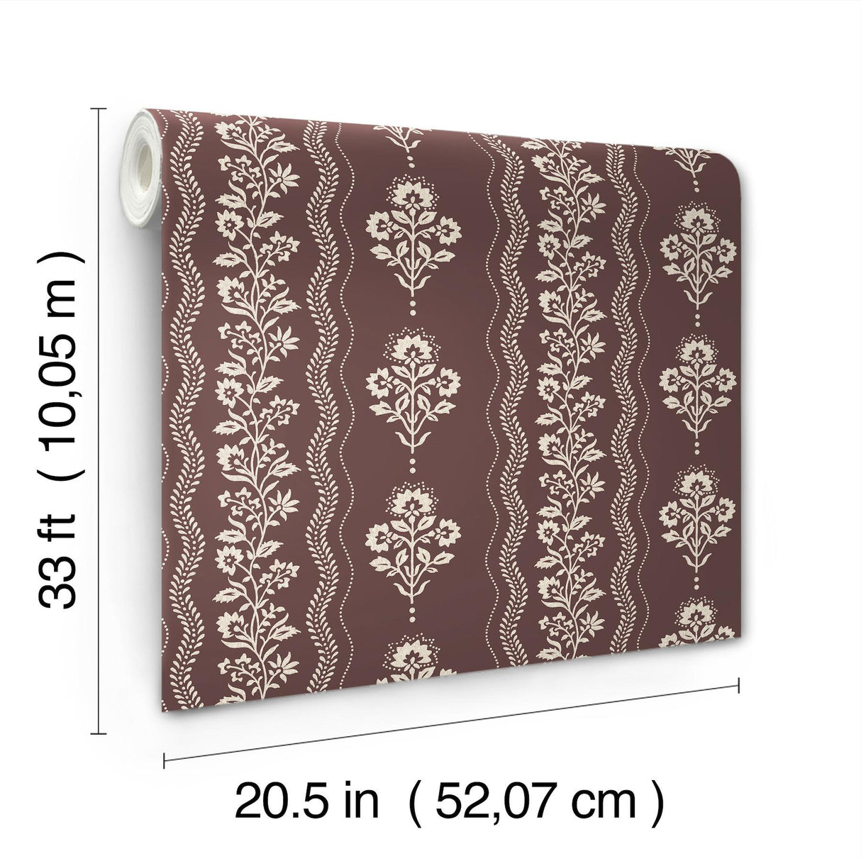 York Lenea Burgundy Floral Stripe Wallpaper