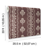 York Lenea Burgundy Floral Stripe Wallpaper