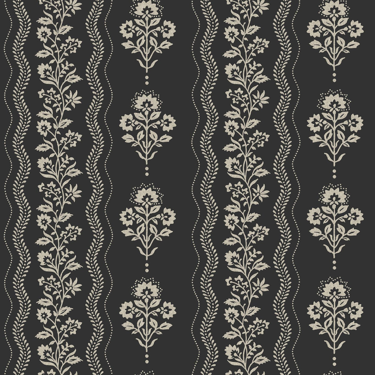 York Lenea Black Floral Stripe Wallpaper