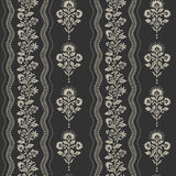 York Lenea Black Floral Stripe Wallpaper