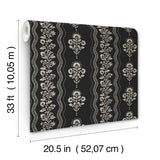 York Lenea Black Floral Stripe Wallpaper