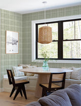 York Perry Green Plaid Wallpaper