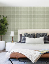 York Perry Green Plaid Wallpaper