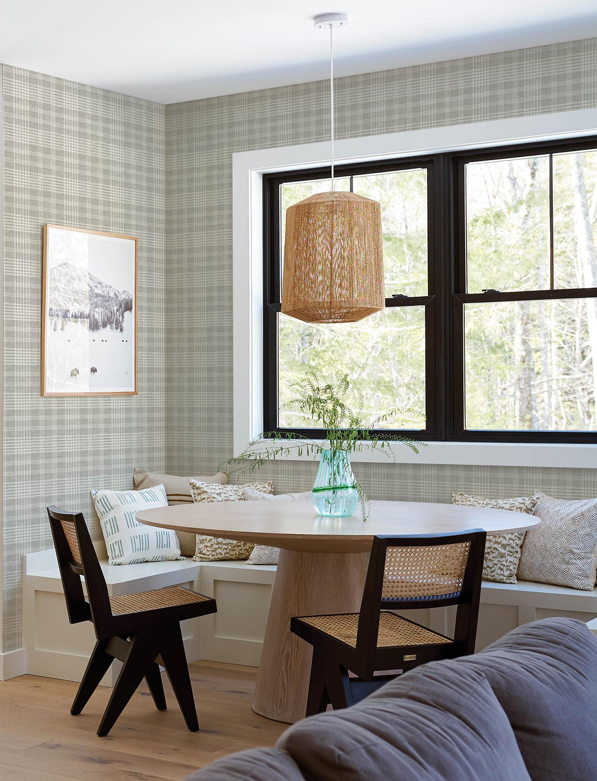 York Perry Grey Plaid Wallpaper