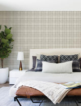 York Perry Grey Plaid Wallpaper