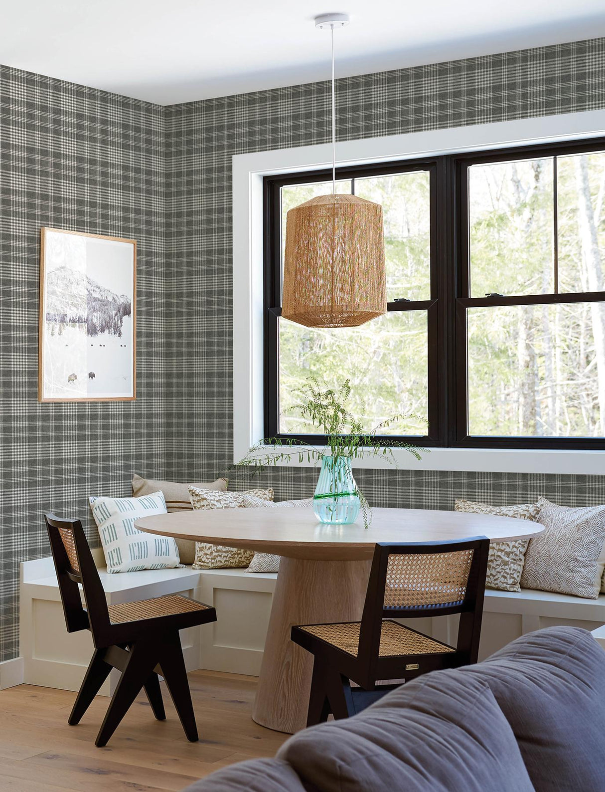 York Perry Black Plaid Wallpaper