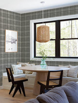 York Perry Black Plaid Wallpaper