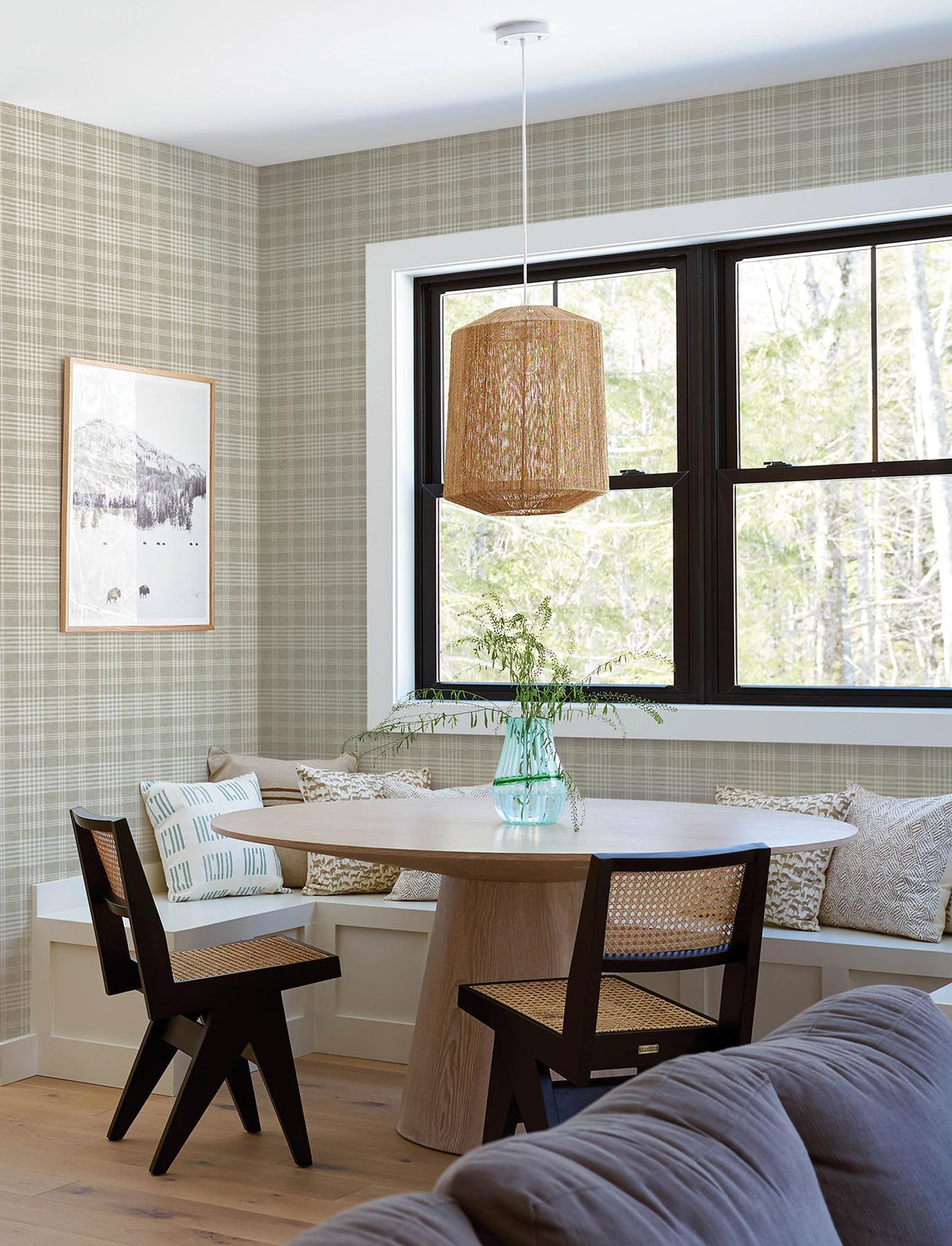 York Perry Taupe Plaid Wallpaper