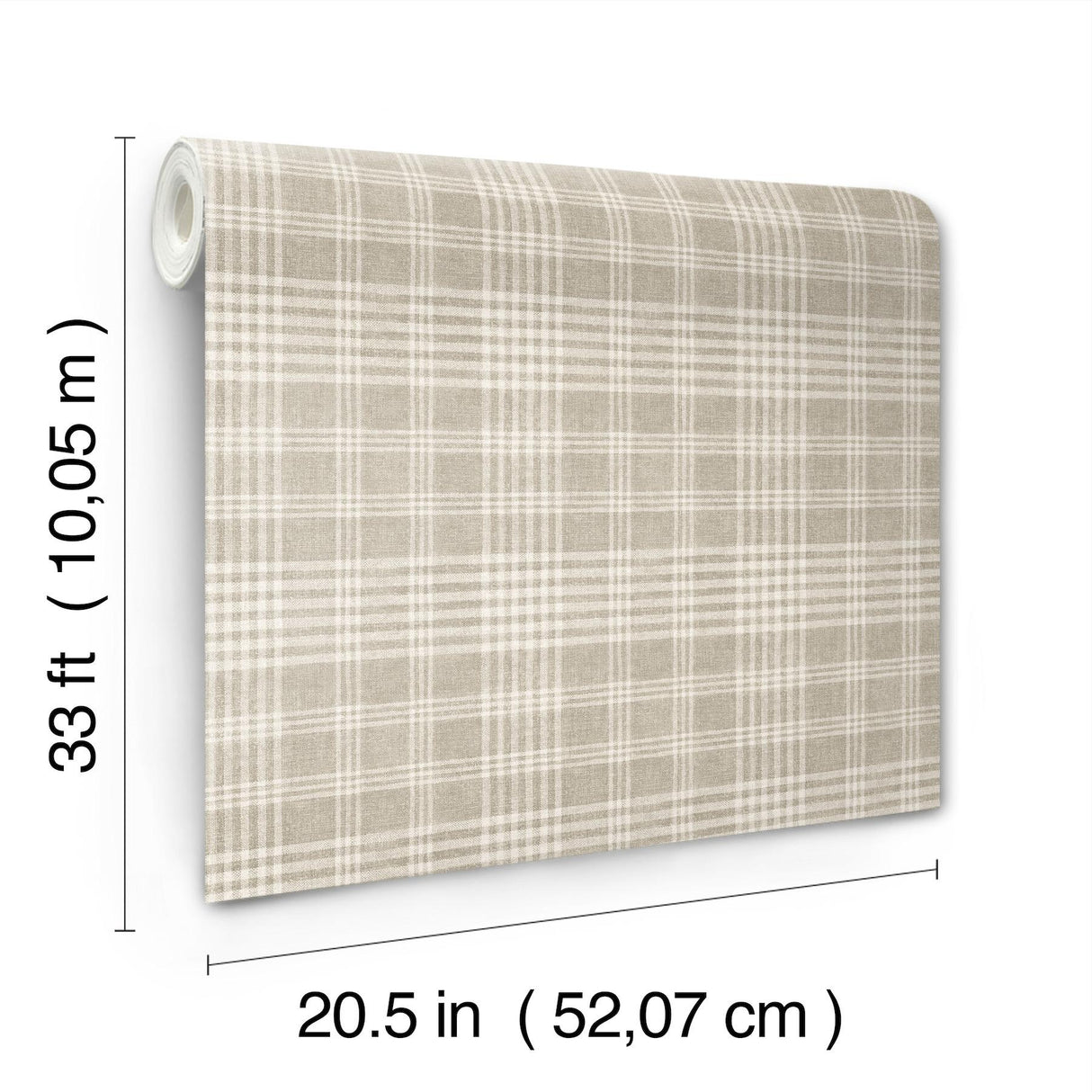 York Perry Taupe Plaid Wallpaper