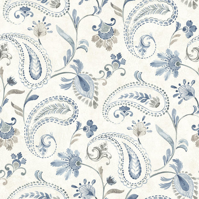 York Darlene Blue Jacobean Wallpaper