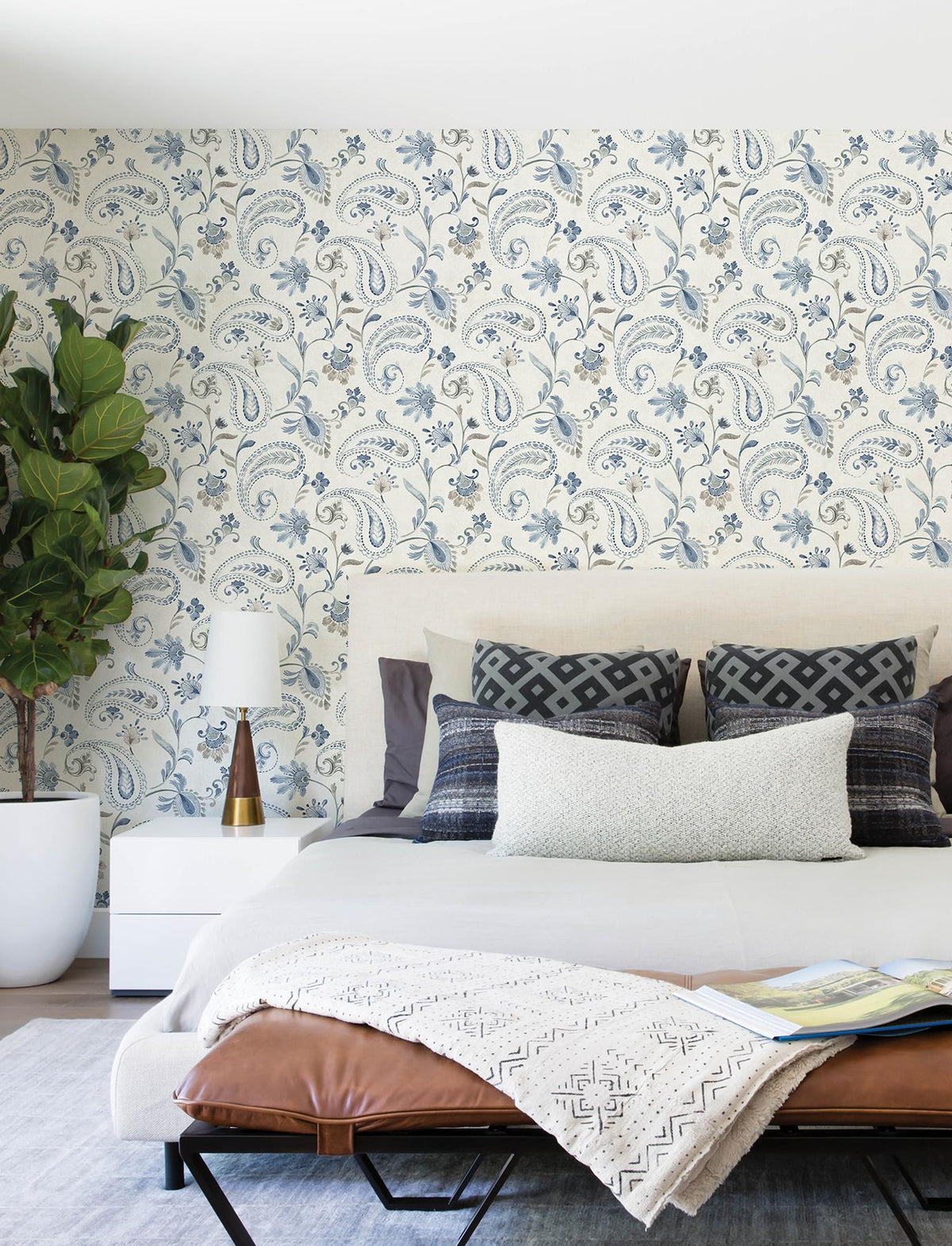 York Darlene Blue Jacobean Wallpaper