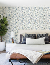 York Darlene Blue Jacobean Wallpaper