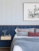York Hilda Blue Floral Medallion Wallpaper