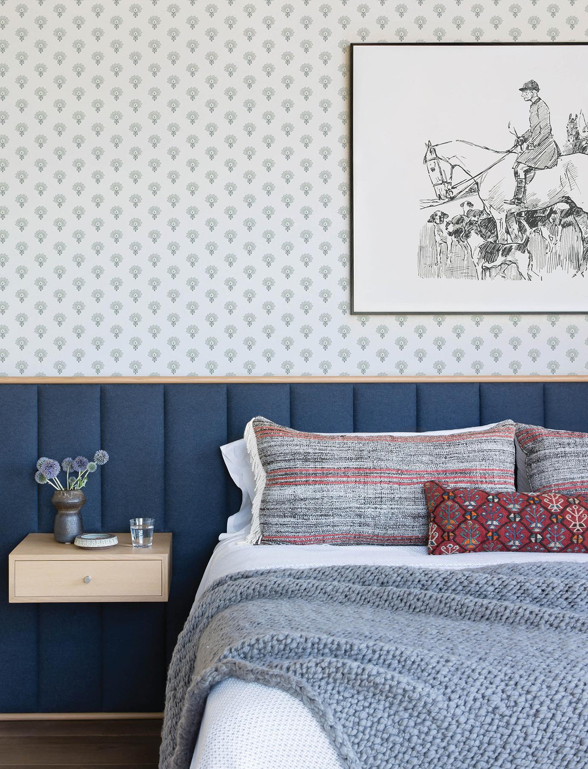 York Hilda Aqua Floral Medallion Wallpaper