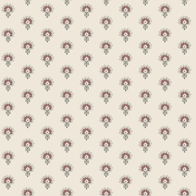 York Hilda Burgundy Floral Medallion Wallpaper